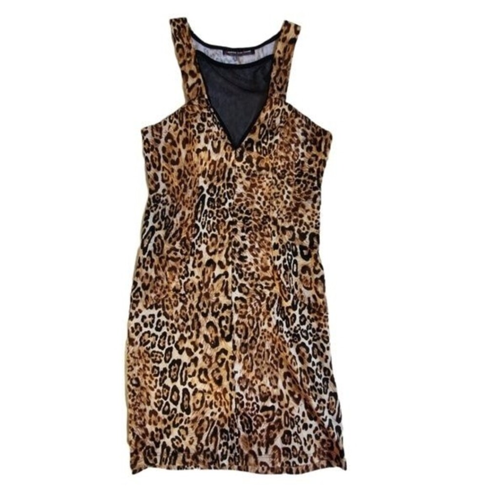 Happening in the Present Black Brown Leopard Print Bodycon Dress Size XS